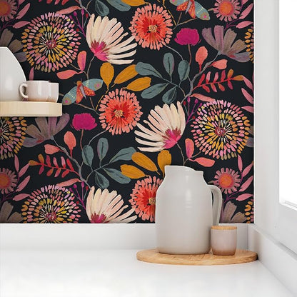 Wallpaper Peel and Stick Floral Wall Paper Removable Waterproof - Image 3