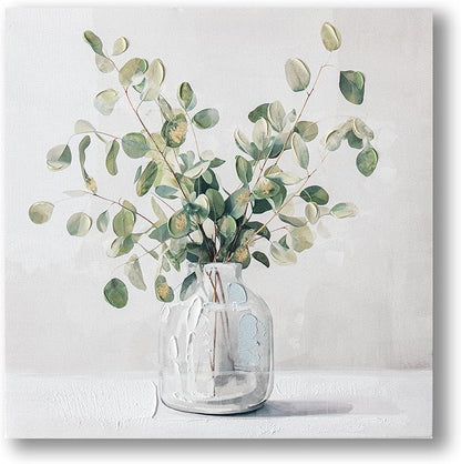 Eucalyptus Hand painted Canvas Wall Art, Eucalyptus Plant Painting Art Decor by JolyWell