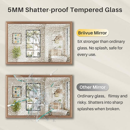 55x36 Inch Bathroom Mirror for Wall, Anti-Rust Walnut Wood Grain Metal Framed - Image 8