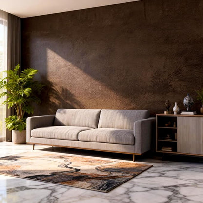Coffee Brown Peel and Stick Wallpaper Concrete 16''x354'' Caramel Limewash - Image 3