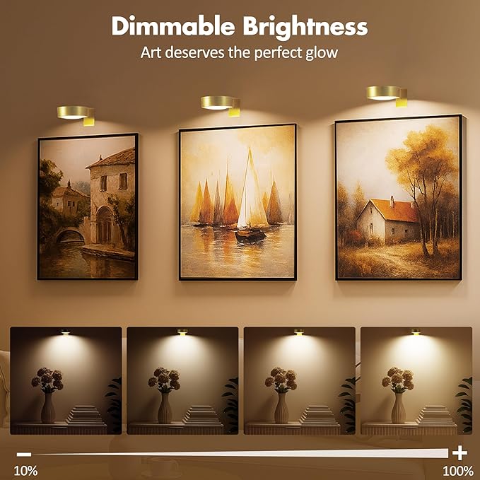 3Pcs Battery Operated Picture Light, Magnetic Led Painting Light - Image 3