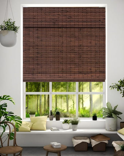 42''W X 72''H Cordless Bamboo Roman Shades by Chryeiiu