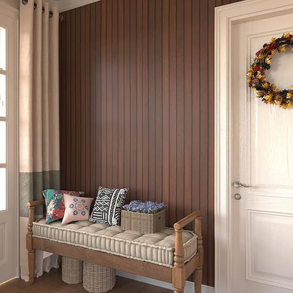 VEELIKE Walnut Wood Slat Peel and Stick Wallpaper Wood Contact Paper - Image 4