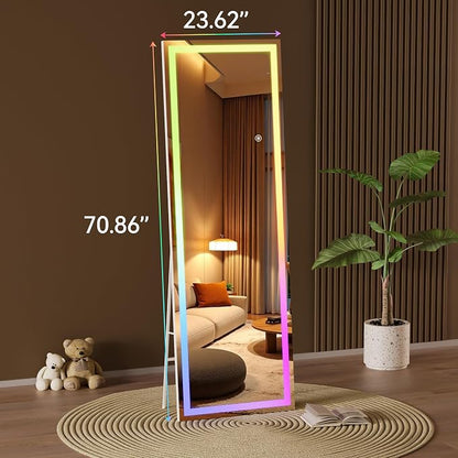 Hasipu 71"x24" LED RGB Bluetooth Full Length Mirror - Image 4