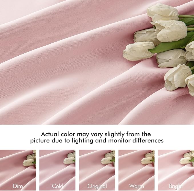 MIULEE Baby Pink Back Tab Blackout Curtains 96 Inch Length 2 Panels Set - Image 8