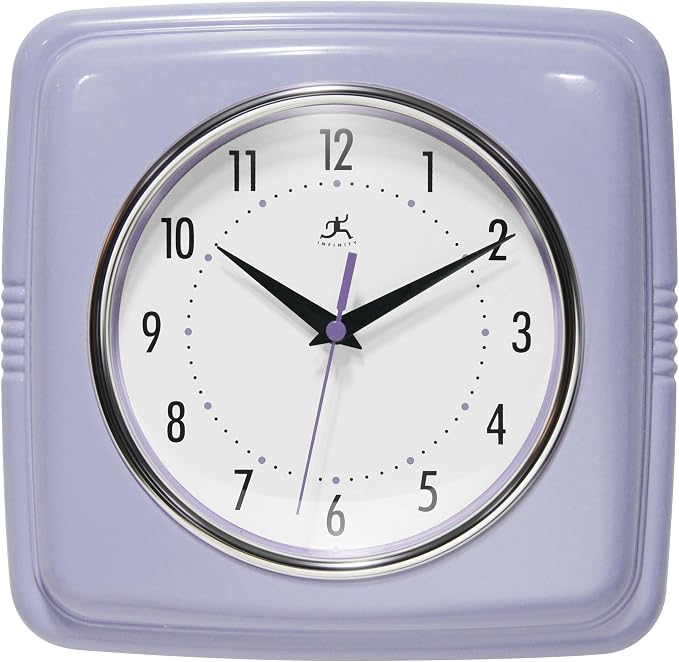 Infinity Instruments Retro Wall Clock – 9-Inch Square Silent Non-Ticking by InfinityInstruments