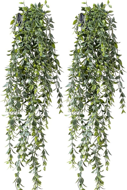 Artificial Hanging Plant 2 Pcs Faux Plant Ivy Vine Faux Eucalyptus Vines Fake - Image 9