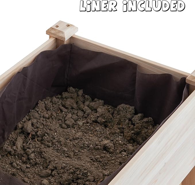 GHWIE Raised Garden Bed with Legs, Elevated Wooden Planter Box with Shelf,Large Garden Planter Outdoor for Backyard, Patio, Balcony