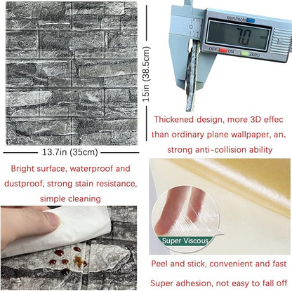 20PCS 3D Wall Panels Peel and Stick Foam 3D Brick Wallpaper Peel and Stick - Image 5