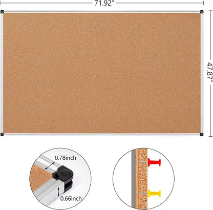 Large Cork Bulletin Board 72" X 48", Wall Mounted Notice Pin Board - Image 5