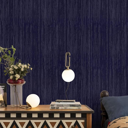 Navy Blue Grasscloth Peel and Stick Wallpaper Texture Contact Paper A Set of - Image 7