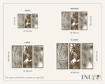 Tropical Leaves Wood Wall Art for Living Room, Botanical Wall Art Wood Panel - Image 4