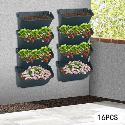 Vertical Wall Planter with 16 Pots, Hanging Garden Plant Flowerpot Holder - Image 9
