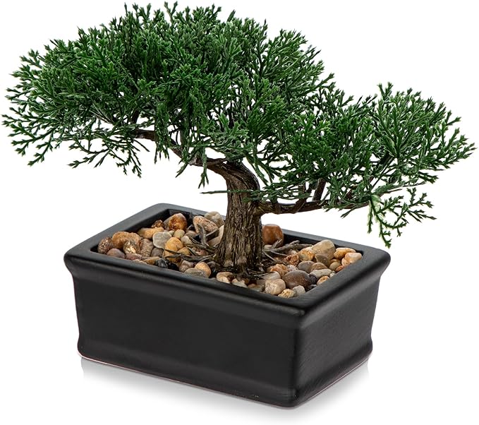 Artificial Bonsai Tree Juniper Faux Plants Indoor Fake Plants Decor with Ceramic Pots for Home Table Office Desk Bathroom Shelf Bedroom Living Room Farmhouse Decoration