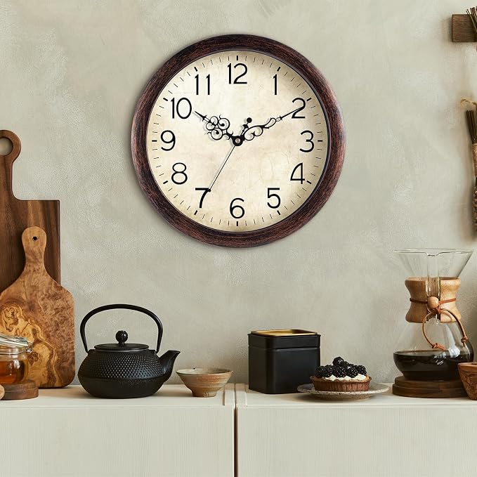 KECYET Wall Clock 10 Inch Vintage Wall Clocks Battery Operated Quartz Silent - Image 5