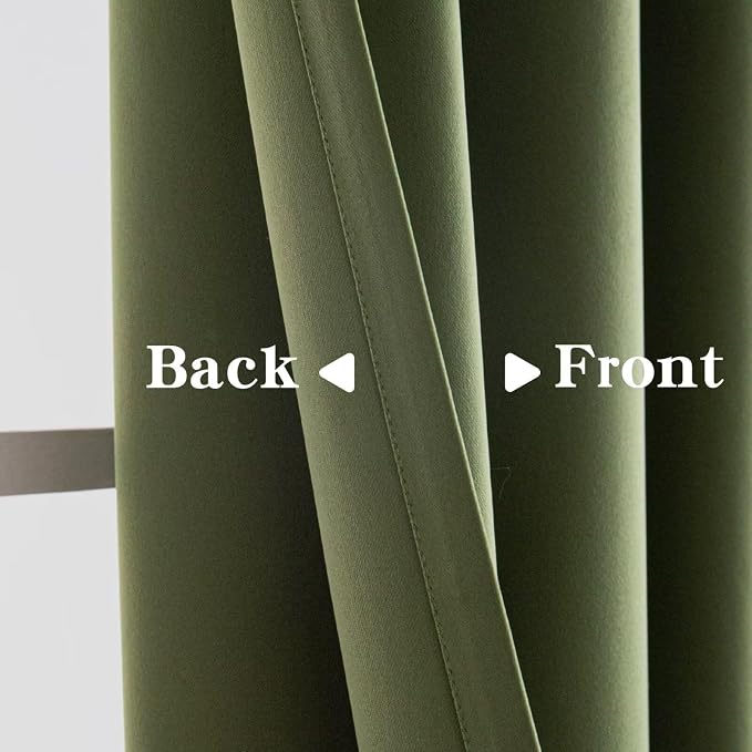 IGEMAEVE Olive Green Curtains 108 Inch Length 2 Panels Set, Light Filtering - Image 4