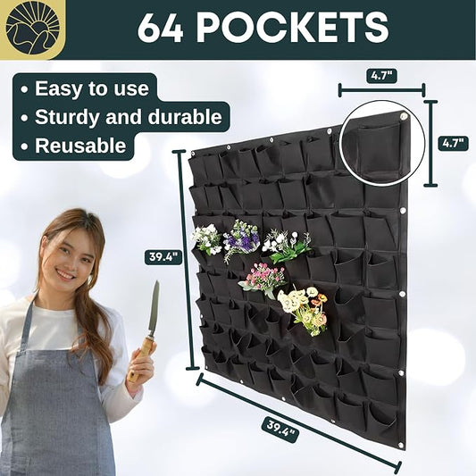 SunVara Vertical Wall Planter 64 Pockets Living Wall Garden - Image 2