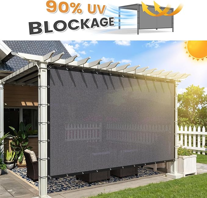 VICLLAX Shade Fabric Sun Shade Cloth with Every 2 FT Grommets for Patio Garden Pergola Cover Canopy 8x23 FT, Grey