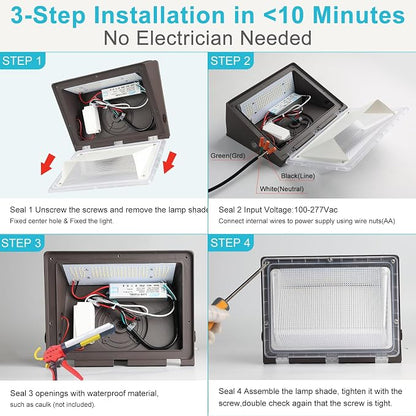 Lightdot 1Pack 200W LED Wall Pack Lights, 100-277v Dusk to Dawn - Image 8