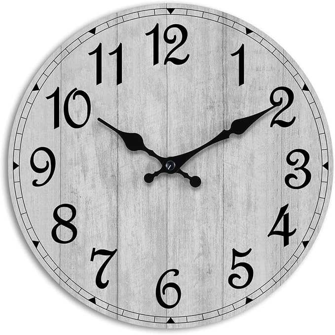 Wall Clock, Rustic Wall Clocks Battery Operated Silent Non Ticking, Country by HYLANDA