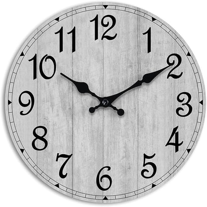 Wall Clock, Rustic Wall Clocks Battery Operated Silent Non Ticking, Country by HYLANDA