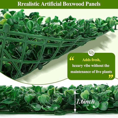 16 Pcs 10" X 10" Artificial Grass Wall Panels, UV-Resistant Fake Boxwood Panels - Image 3