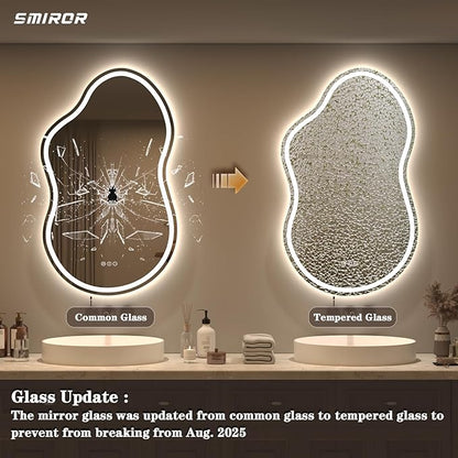 SMIROR Irregular Led Backlit Bathroom Mirror 48 x 26 inch, Asymmetrical Cloud - Image 8