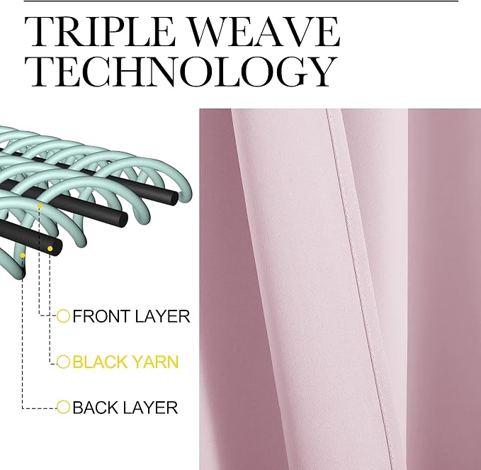 NICETOWN Blackout Curtains for RV Windows, Baby Pink, 2 Panels, Room Darkening - Image 3