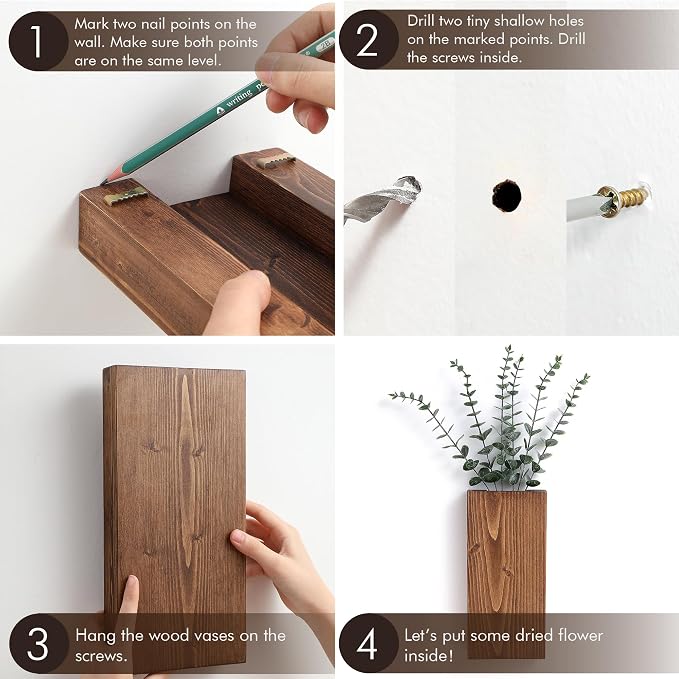 Wood Wall Planter Set of 2, Wood Wall Pocket - Image 4
