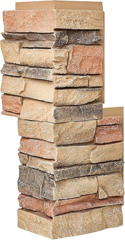 1.77 Inch Deep 3D Faux Stone Corner Panels Matching 2 Piece Set - Image 4
