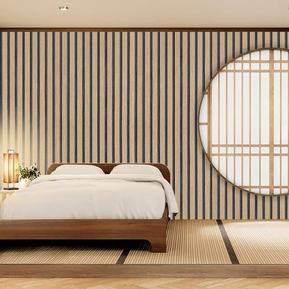 Peel and Stick Wallpaper Textured Brown Wood Slat 35.4x200 Inch Self-Adhesive - Image 5