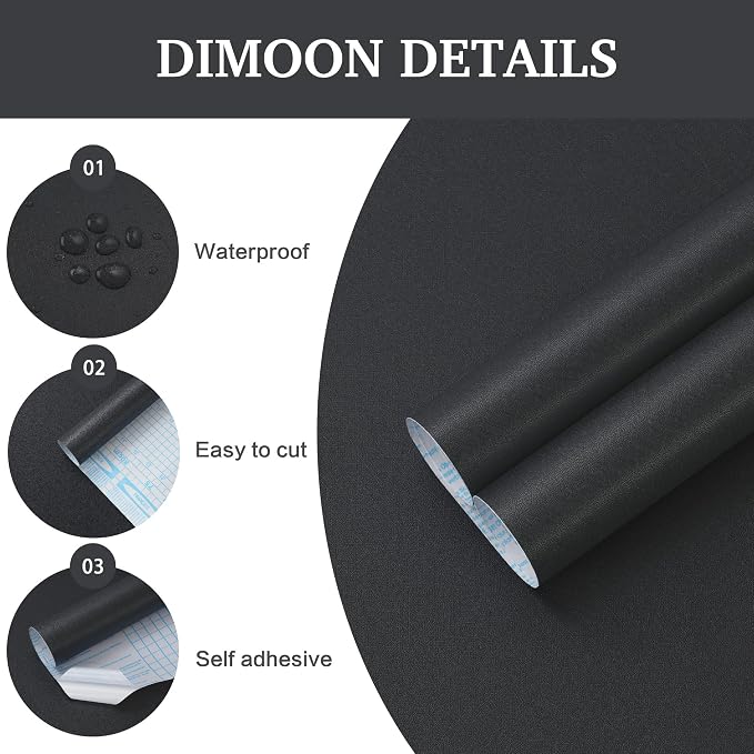 Dimoon 17.7''x236'' Peel and Stick Wallpaper Dark Grey Contact Paper - Image 3