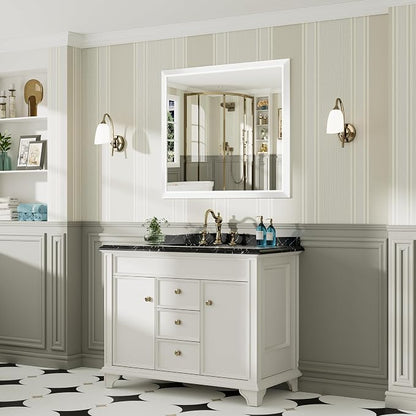 40x36 Inch White Bathroom Mirror - Image 4