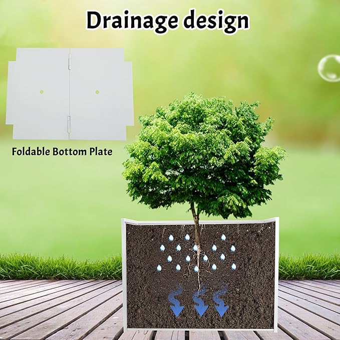 Galvanized Steel Rectangular Planter, 16"x 12"x 12" Small Planters for Outdoor Plants, White Outdoor Planter with Drainage Holes