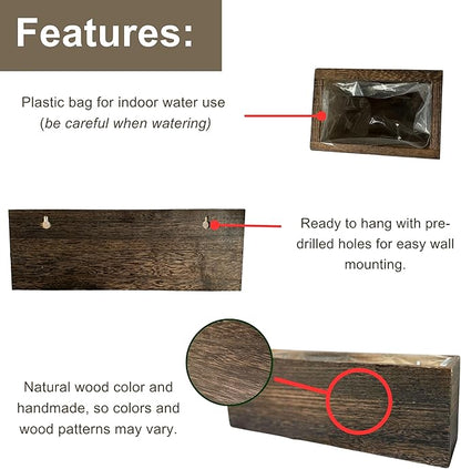 LaLaGreen Wood Planter Box for Plants Wooden Wall Hanging Planters for Indoor - Image 5