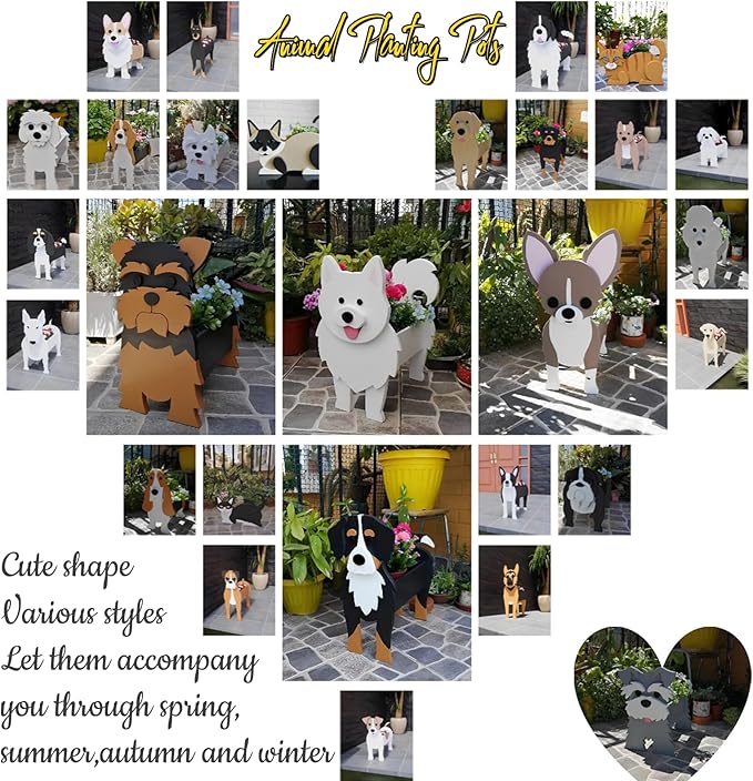 White Labrador Dog Planter Plant Pots,Cute Garden Dog Flower Planter,Large Dog Planters Birthday Gifts for Women,Office,Indoor/Outdoor Decor(9.84 * 7.87 * 17in)