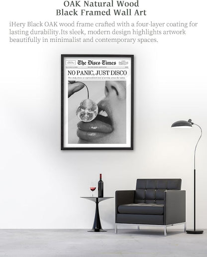 iHery Premium Natural Black OAK Wood 16x20in No Panic Just Disco Trendy Framed - Image 4
