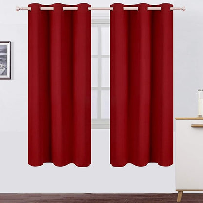 LEMOMO Red Thermal Blackout Curtains/42 x 72 Inch/Set of 2 Panels Room by Lemomo