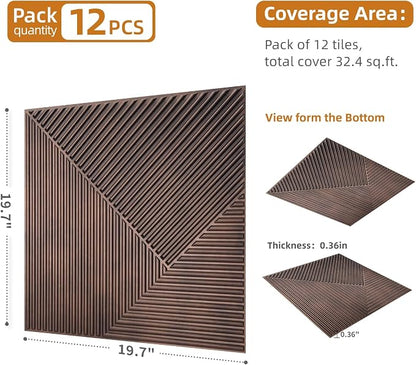 WOWSTAR 12-Pack 3D Wall Panels 19.7" x 19.7", Antique Copper Slat Wall Panels - Image 5