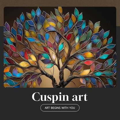 Framed Square Tree of Life Wall Art, Modern Contemporary Tree Painting Prints - Image 7