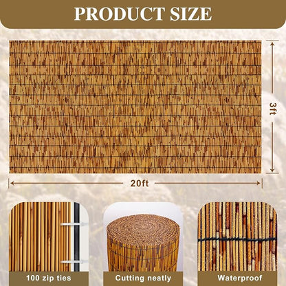 Natural Reed Fencing, Decorative Bamboo Fence Rolls Handwoven Friendly Sun Shade - Image 2