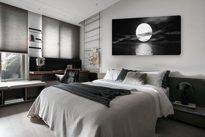 Cao Gen Decor Art S06462 Wall Art Canvas Sea White Full Moon in Night Picture - Image 3