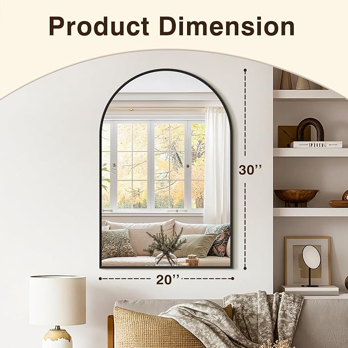 Vanity Bathroom Mirror for Wall, 2 Pack 30"x20" Arched Bathroom Mirror for Over - Image 3