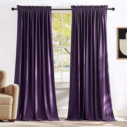NICETOWN Purple Velvet Curtains 84 inches by NICETOWN