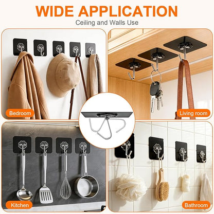 DDMY Black Heavy Duty Adhesive Hooks 2026 Upgraded 50lbs（Max） Sticky Wall Hooks - Image 2
