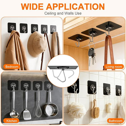 DDMY Black Heavy Duty Adhesive Hooks 2026 Upgraded 50lbs（Max） Sticky Wall Hooks - Image 2