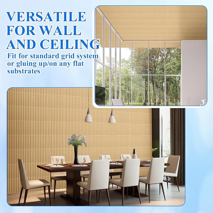 Nuanchu 60 Pcs 3D Slat Wall Panels, Paintable Waterproof Textured Tiles - Image 6