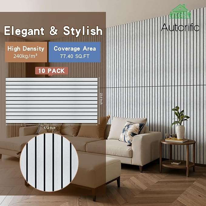 Wood Veneer Sound Panels, 10 Pack 47.2”x23.6” Wall Panels, Decorative Acoustic - Image 2