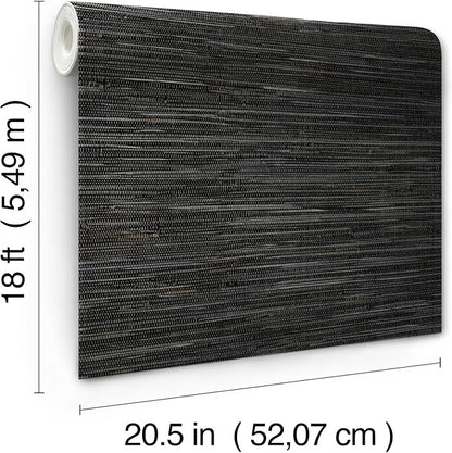 NuWallpaper Black Grassweave Peel and Stick Wallpaper, Textured Removable - Image 8