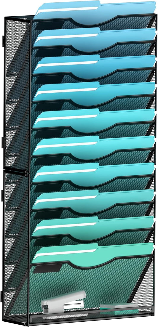 Gawerk 11-Tier Wall File Organizer Hanging Wall File Holder Wall Mount Paper by Gawerk